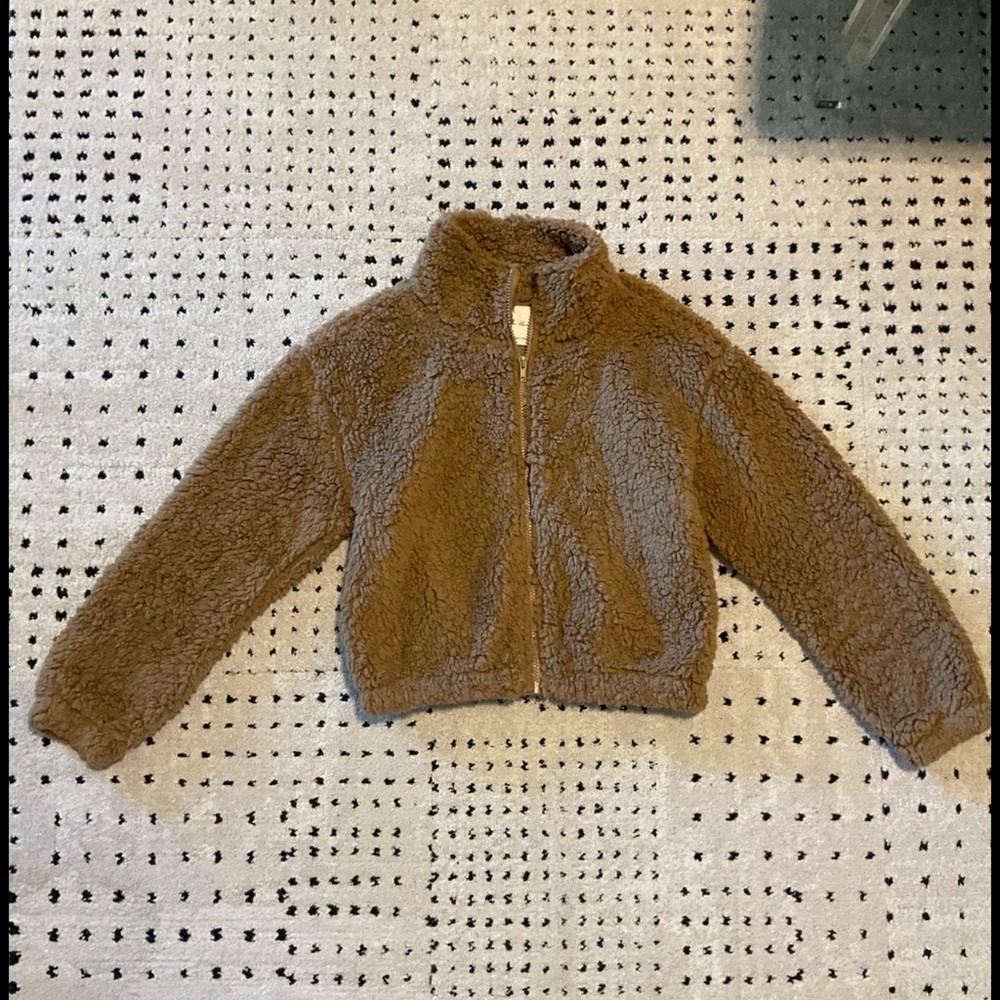 Active USA brown Sherpa cropped jacket, S
